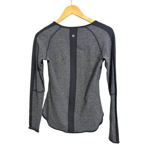 Lululemon Runder Under Long Sleeve Mini Check Pique Black Heathered size 4 - Picture 5 of 5